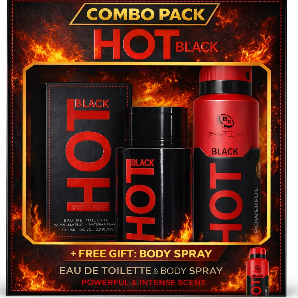 Black Hot Perfume & Body Spray Combo Pack for Men – Long Lasting Fragrance in Bangladesh