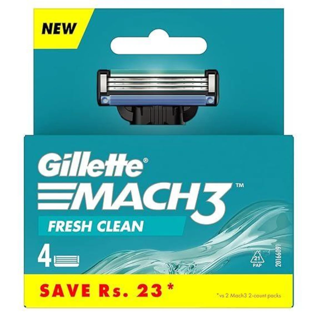 Gillette Mach3 Fresh Clean Shaving Bladed Cartridges (Pack of 4)