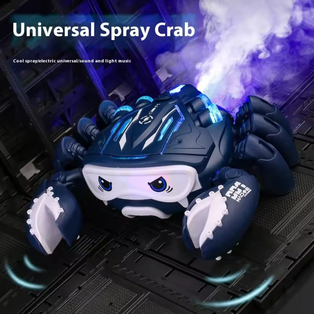 Universal Walking Spray Crab Automatic Obstacle Avoidance Swing Cool Light Music Toy
