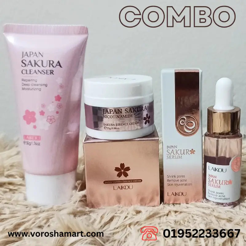 Japan Sakura 3Pic Combo Pack Japan sakura Deep Cleansing moisturizer -sakura cream-sakura serum