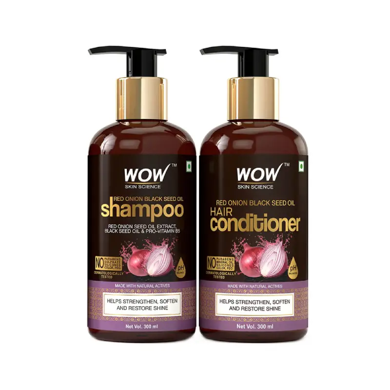 WOW Skin Science Red Onion Black Seed Oil Shampoo 300ml Combo