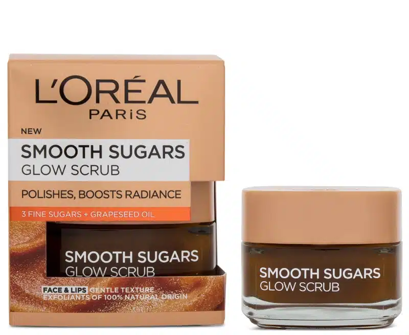 L’Oreal Smooth Sugar Glow Grapeseed Face And Lip Scrub 50ml