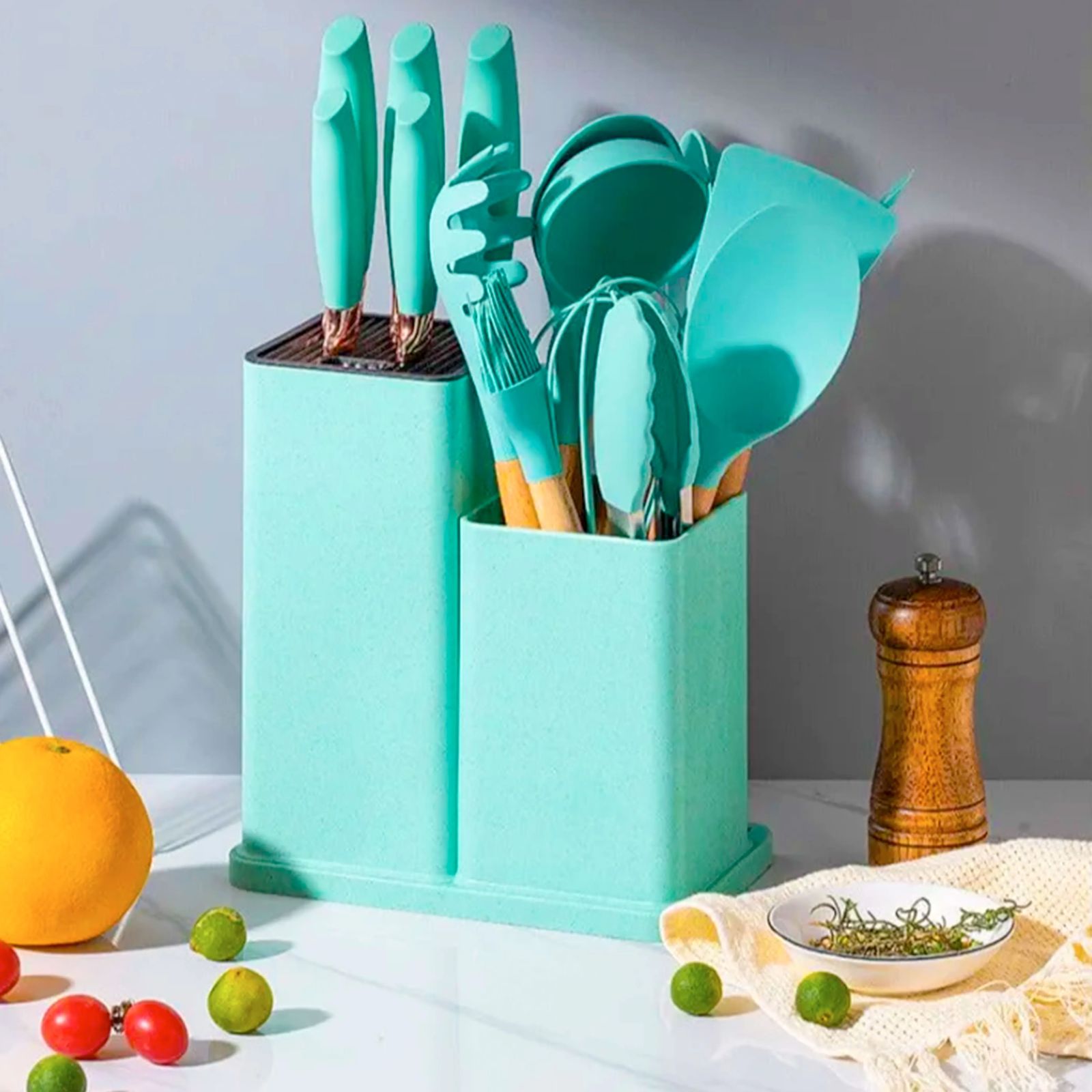 19pcs Non stick Wooden Handle Spatula Set