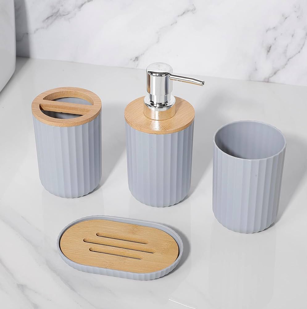 1 Set Of 4 Gray Bathroom Toiletries Set