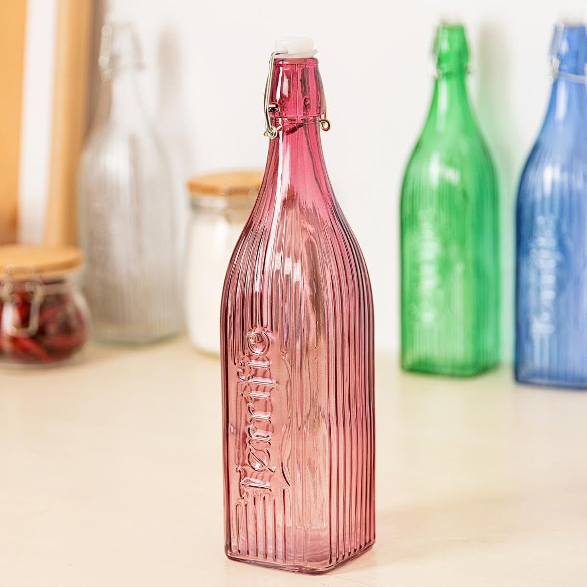 Soda Bottle 1 L Square Pink Viba