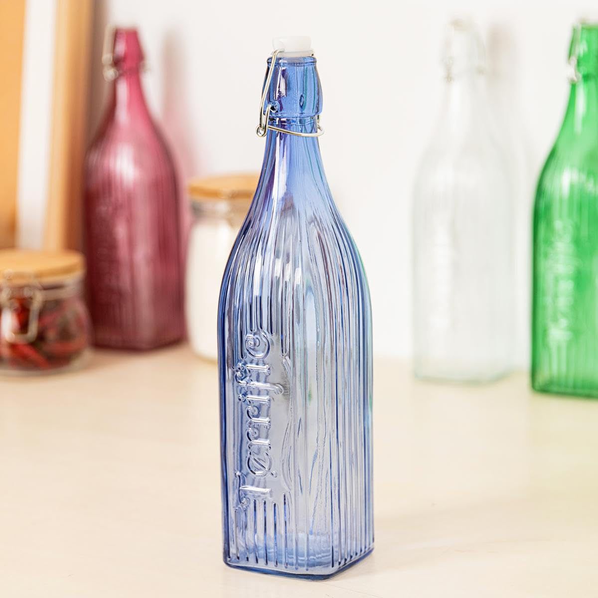 Soda Bottle 1 L Square Blue Viba