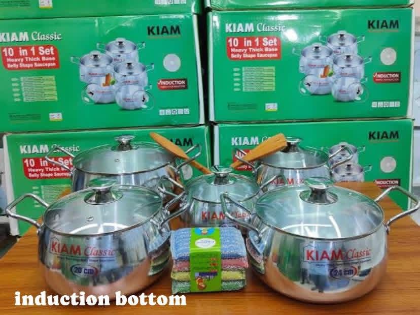 Kiam classic 10 in 1 set  heavy thick Base Belly suspen With Induction Bottom