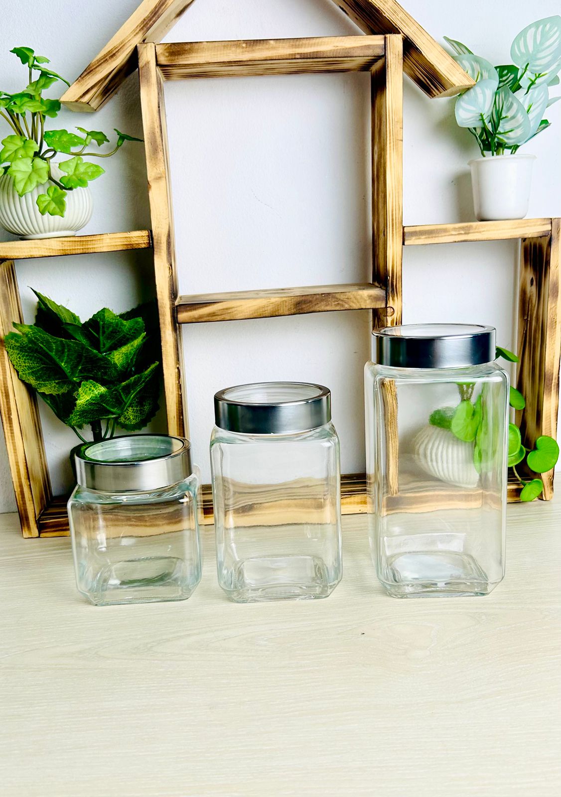 3 Pcs Glass Jar With Transparent Lid