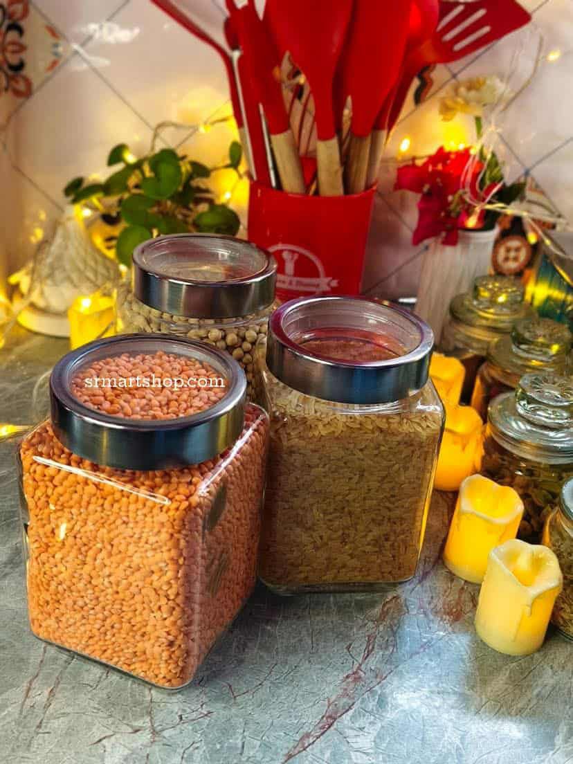 3 Pcs Set Glass Jar With Transparent Lid