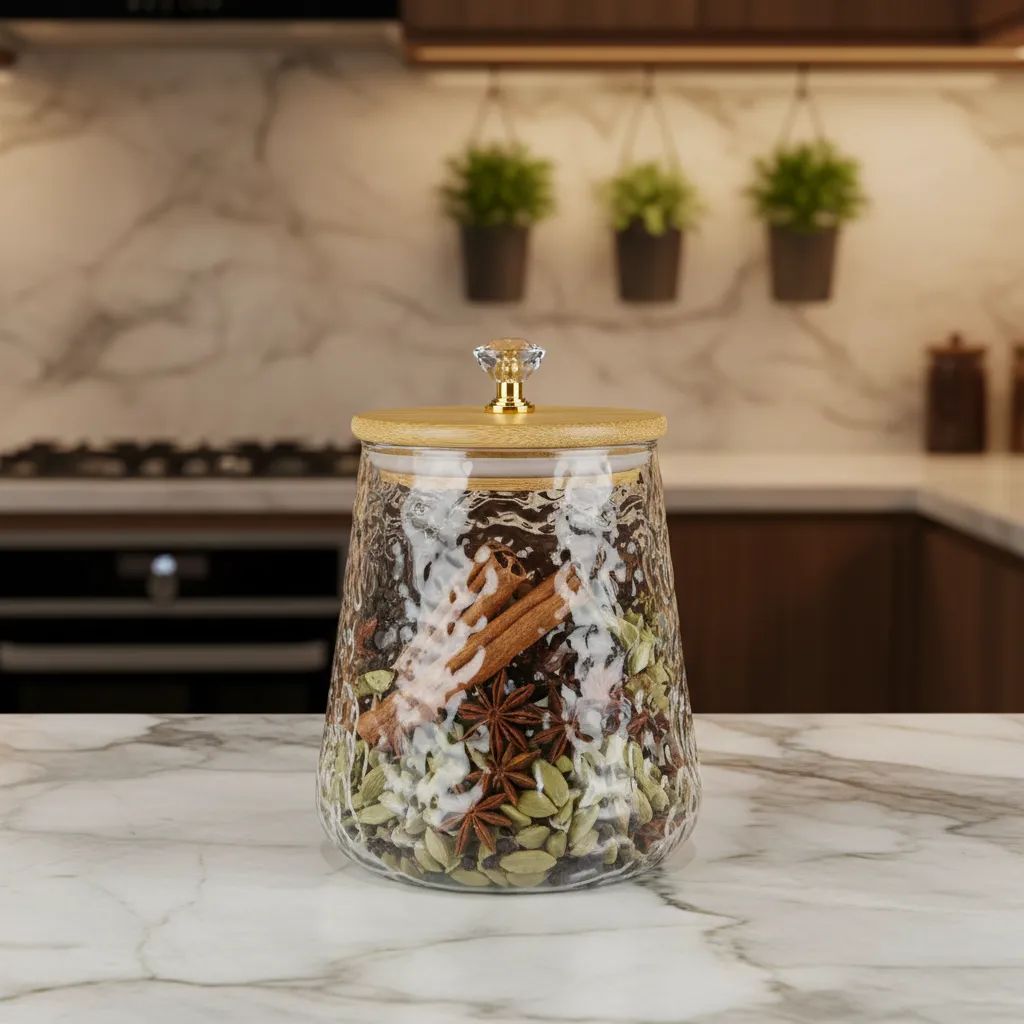 Ribbed Glass Canister