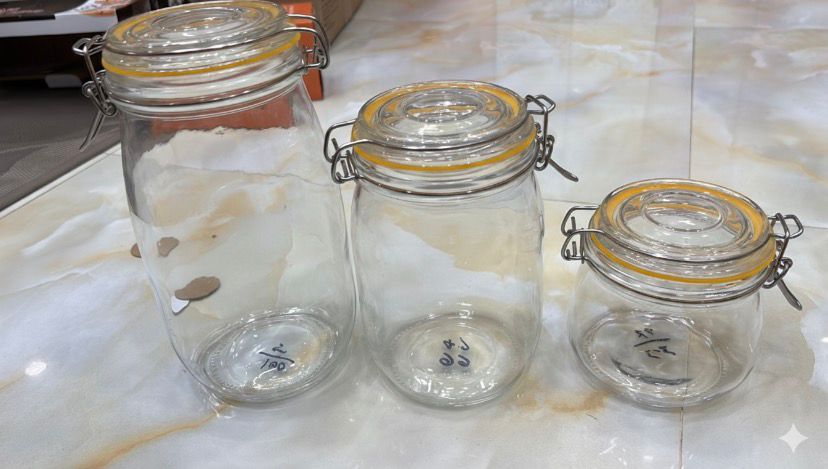 3 Pcs glass lock jar set