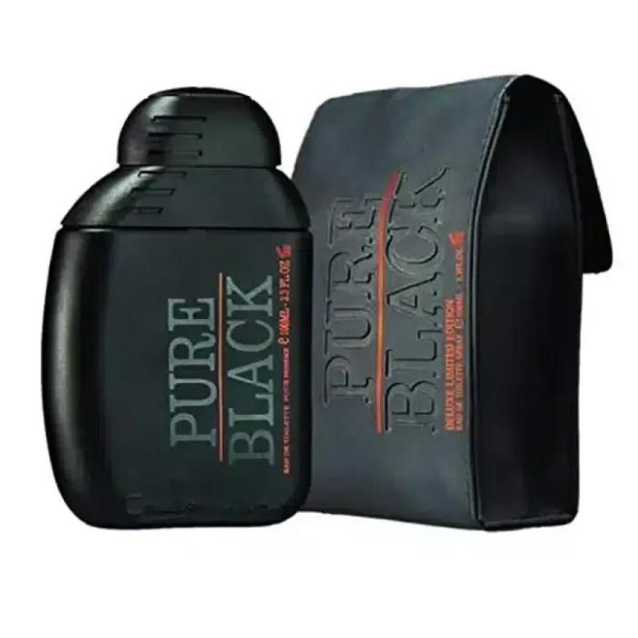 a black bottle with a black case